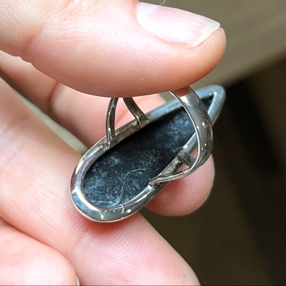 Sterling Silver Orthoceras Fossil Ring. Sz 7 - Picture 3 of 4